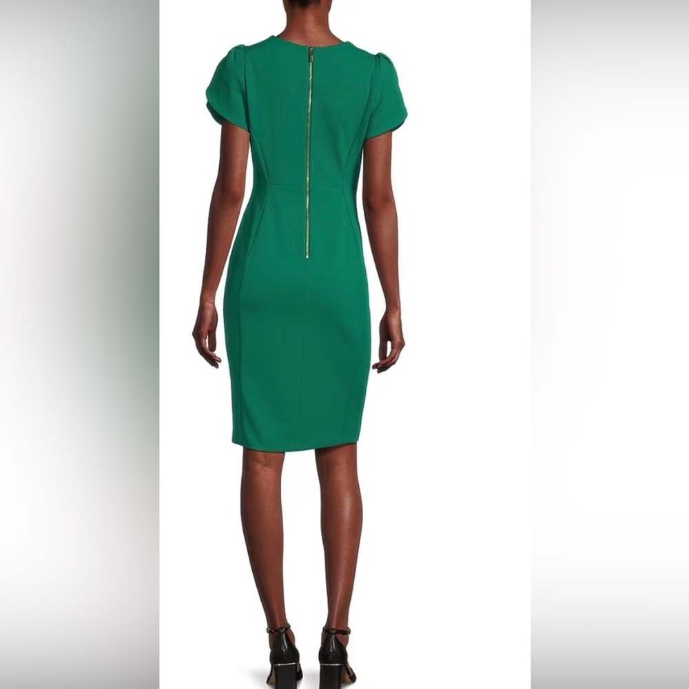 Calvin Klein Scuba Crepe Short Petal Sleeve Crew Neck Sheath Dress, size 10 - Picture 16 of 16